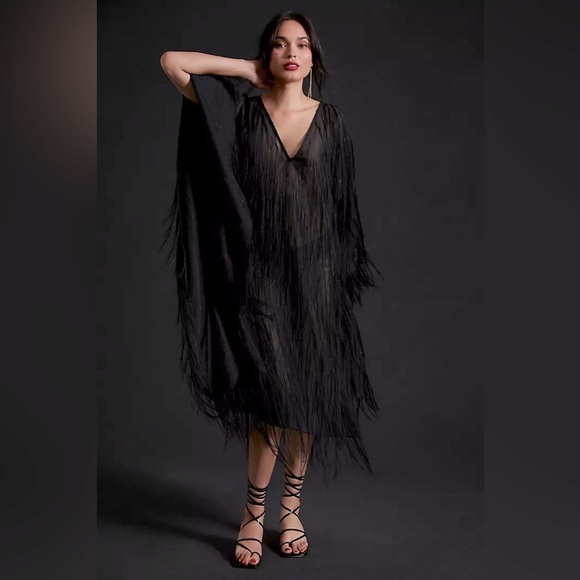 Maeve Tops - Fringed Shine Kaftan